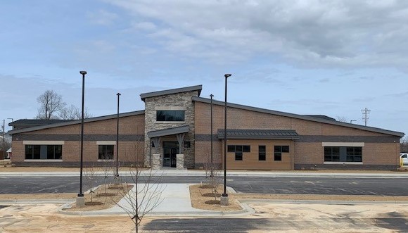 Grayson County Extension Office, brick building against blue sky